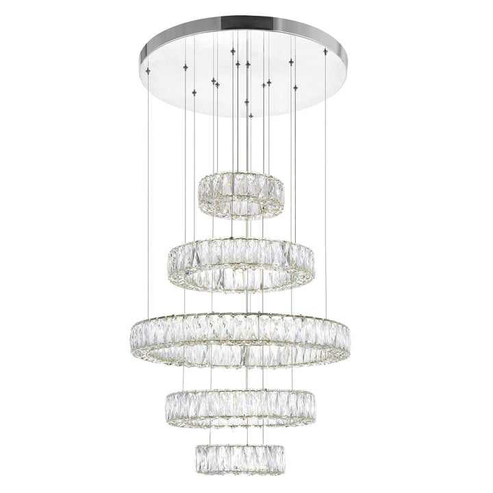 Madeline - LED Chandelier with Crystals, 5 Ring, by CWI Lighting