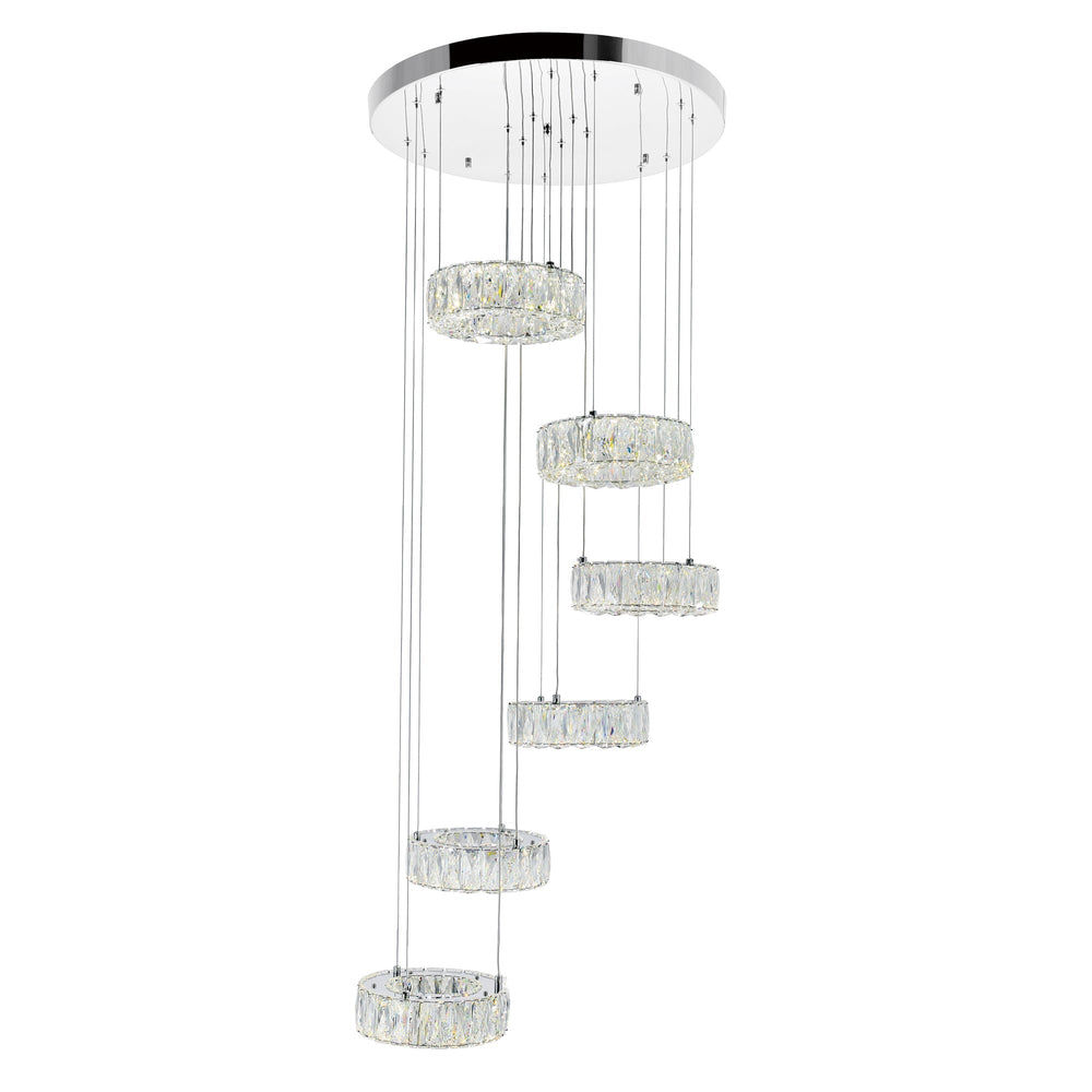 Madeline - LED Chandelier with Crystals, 6 Ring, by CWI Lighting