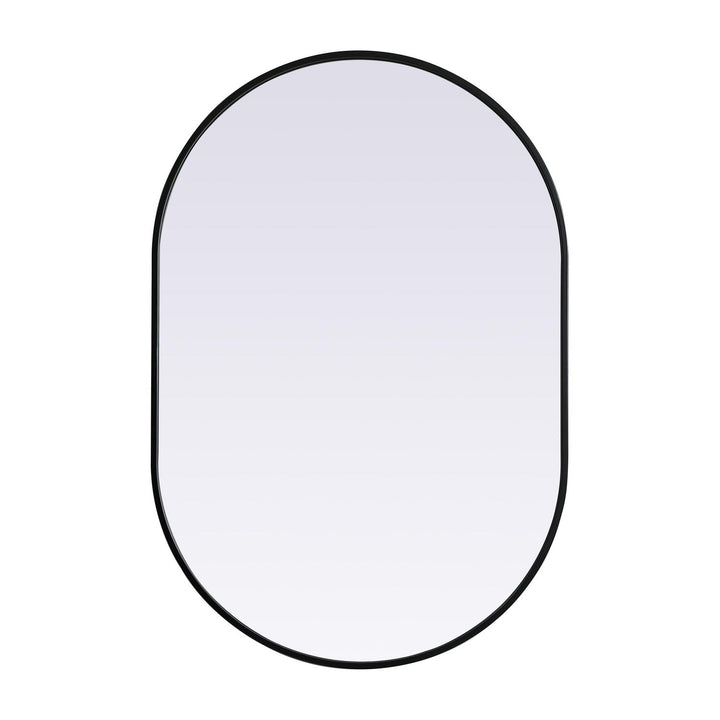 Metal Frame Oval Mirror II in Black by Elegant