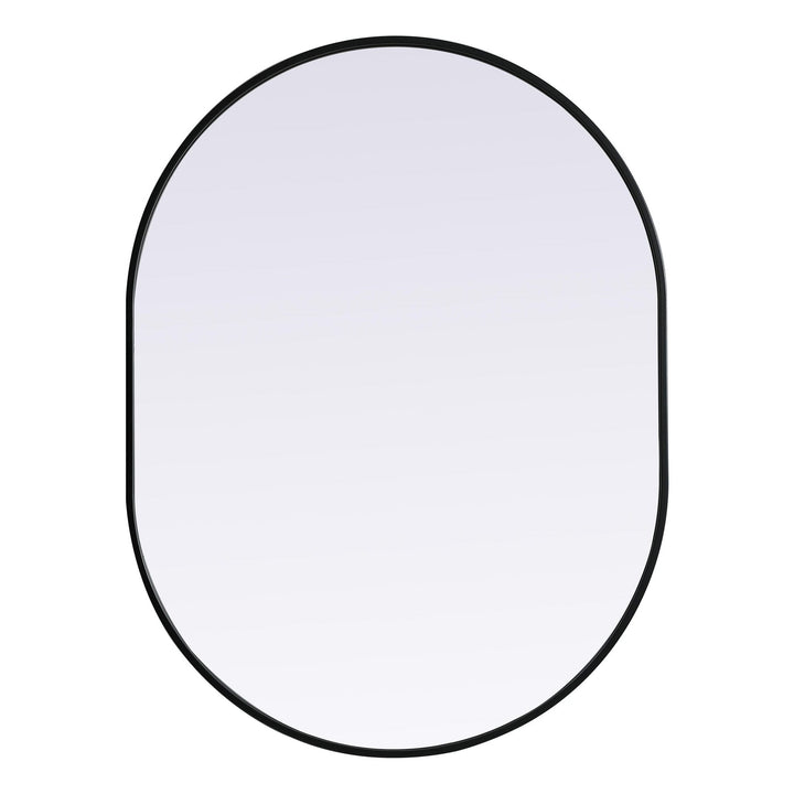 Metal Frame Oval Mirror II in Black by Elegant