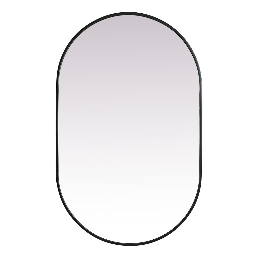 Metal Frame Oval Mirror II in Black by Elegant
