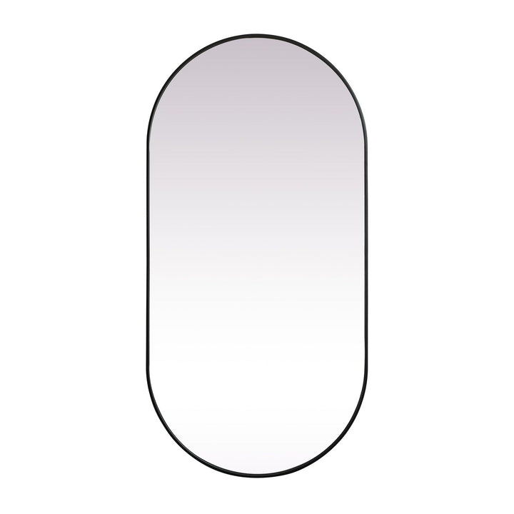 Metal Frame Oval Mirror II in Black by Elegant