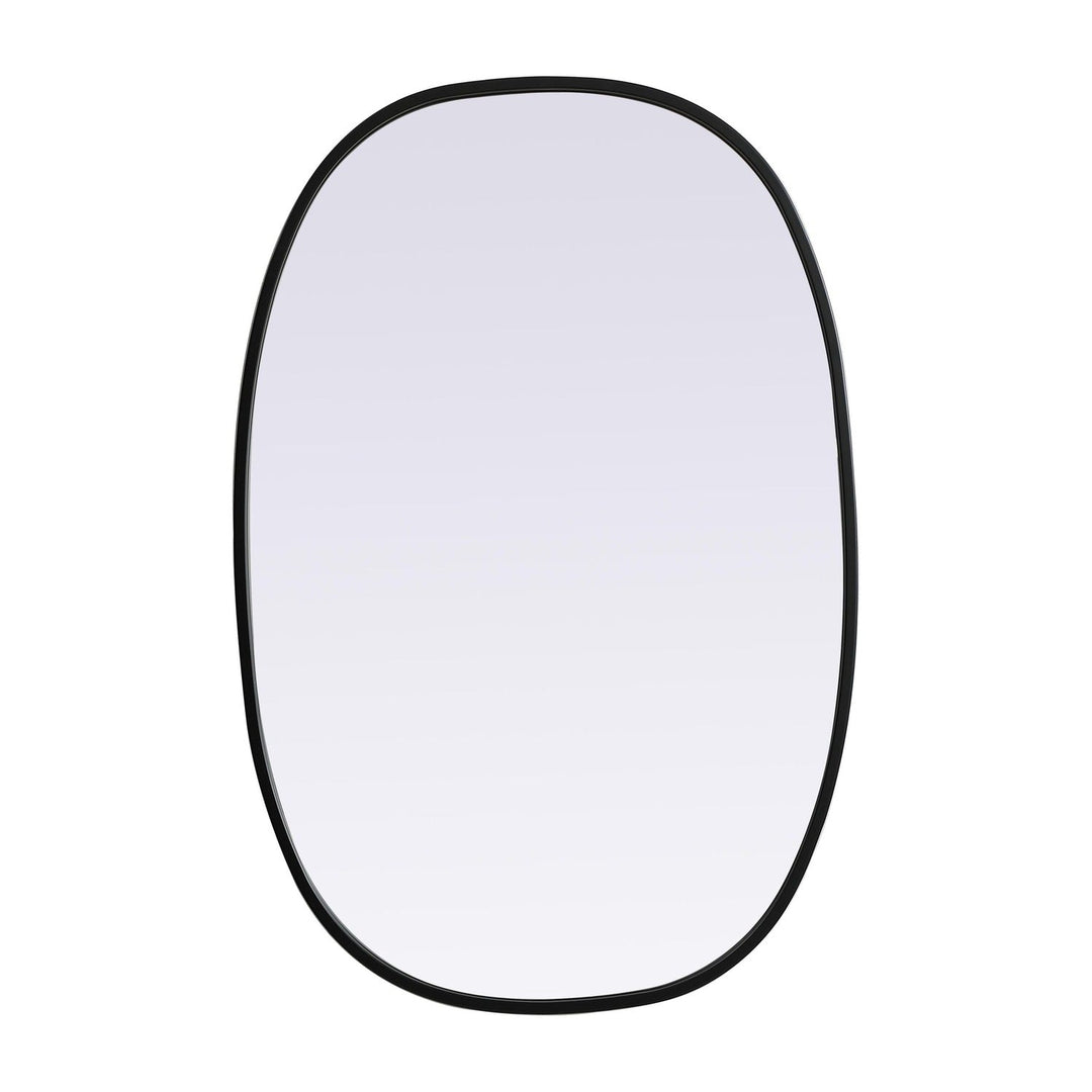 Metal Frame Oval Mirror in Black by Elegant