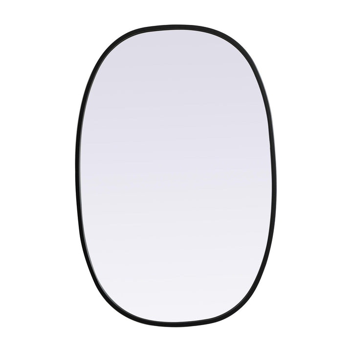 Metal Frame Oval Mirror in Black by Elegant