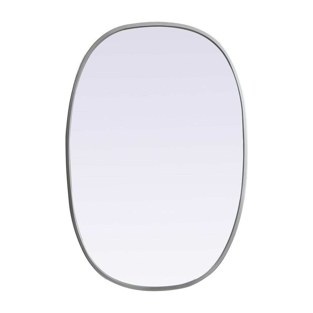 Metal Frame Oval Mirror in Silver by Elegant