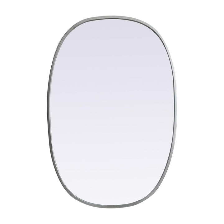 Metal Frame Oval Mirror in Silver by Elegant