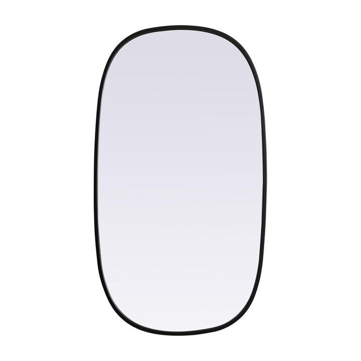 Metal Frame Oval Mirror in Black by Elegant