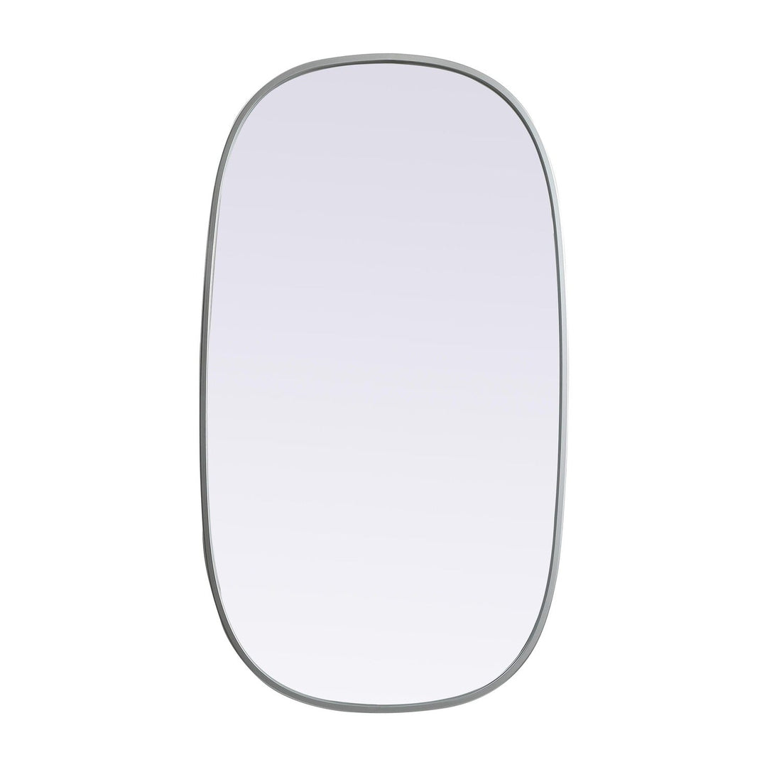 Metal Frame Oval Mirror in Silver by Elegant