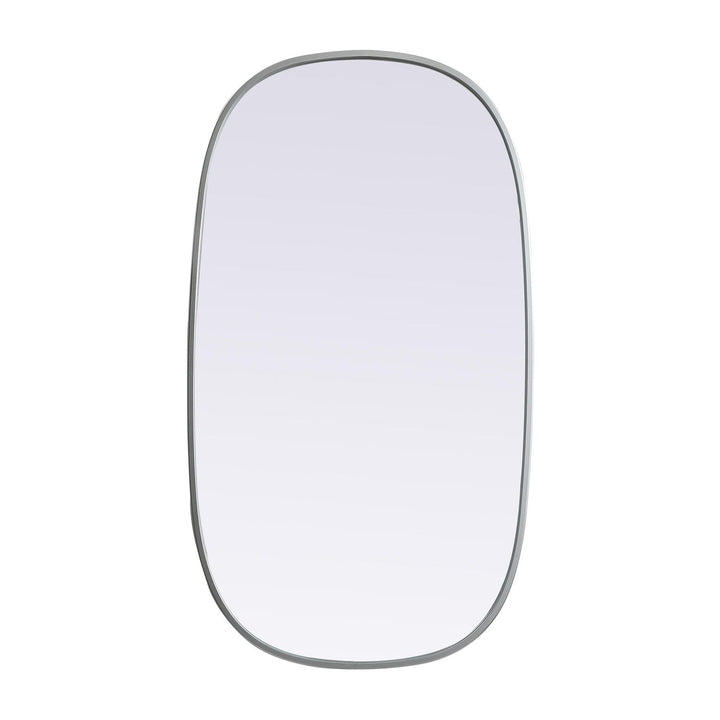 Metal Frame Oval Mirror in Silver by Elegant