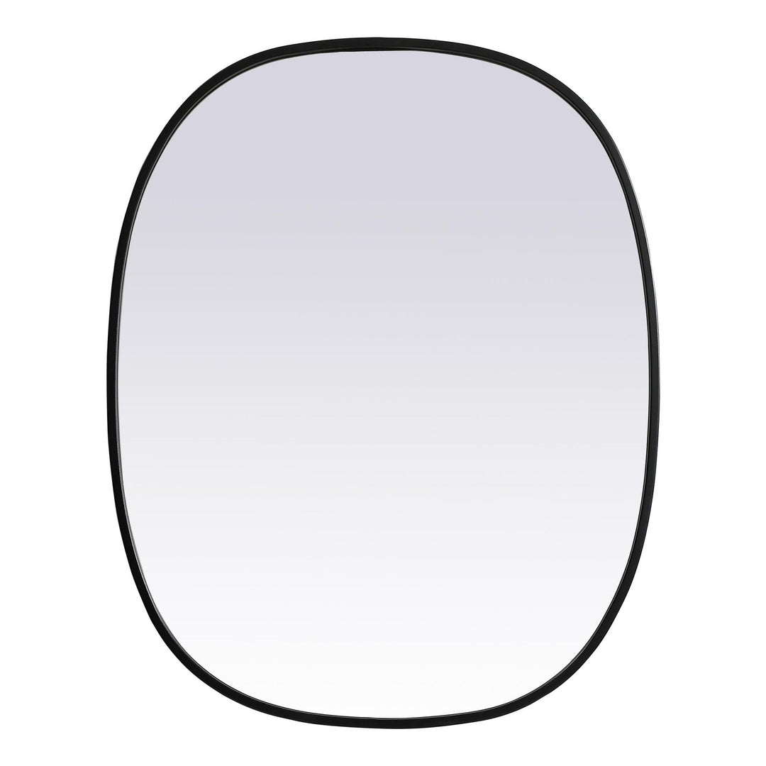 Metal Frame Oval Mirror in Black by Elegant