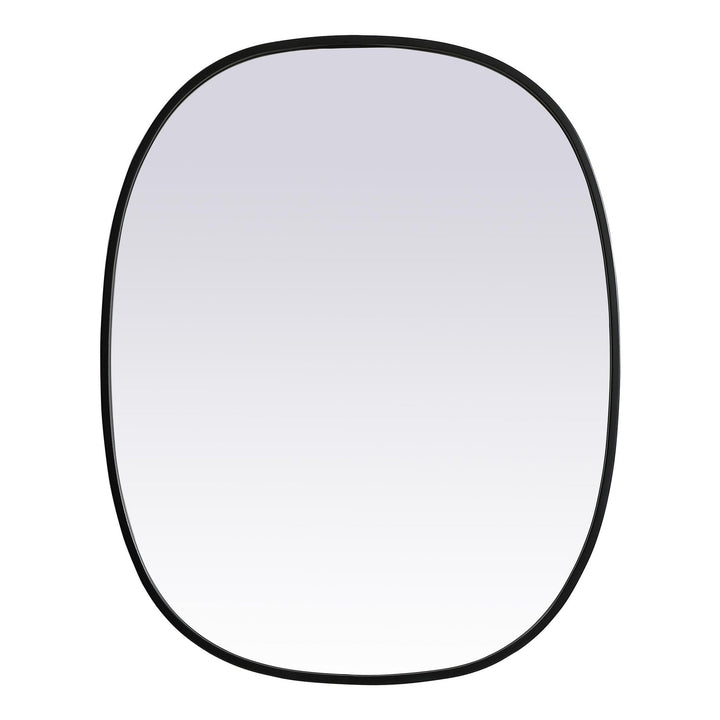 Metal Frame Oval Mirror in Black by Elegant
