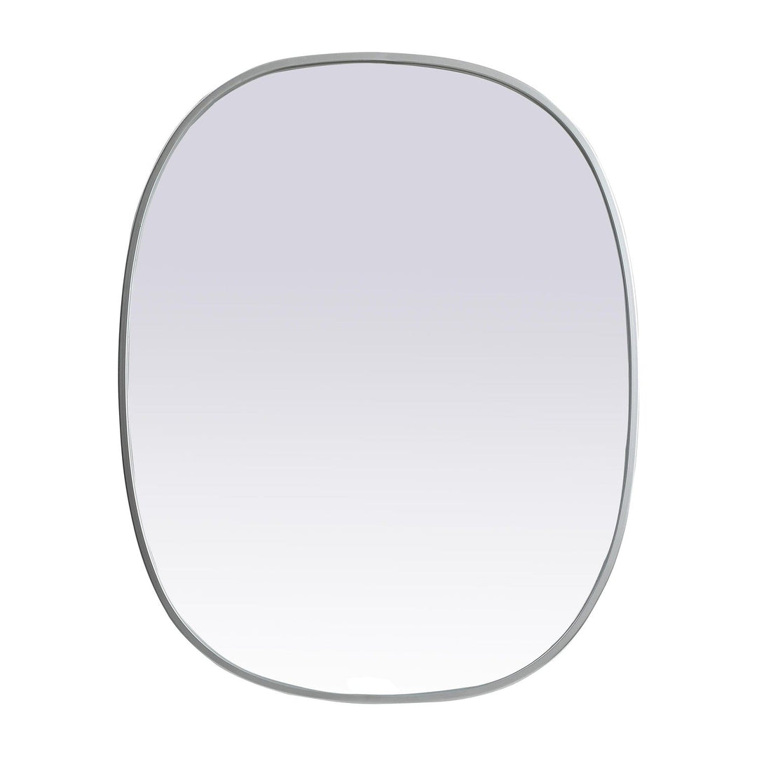 Metal Frame Oval Mirror in Silver by Elegant