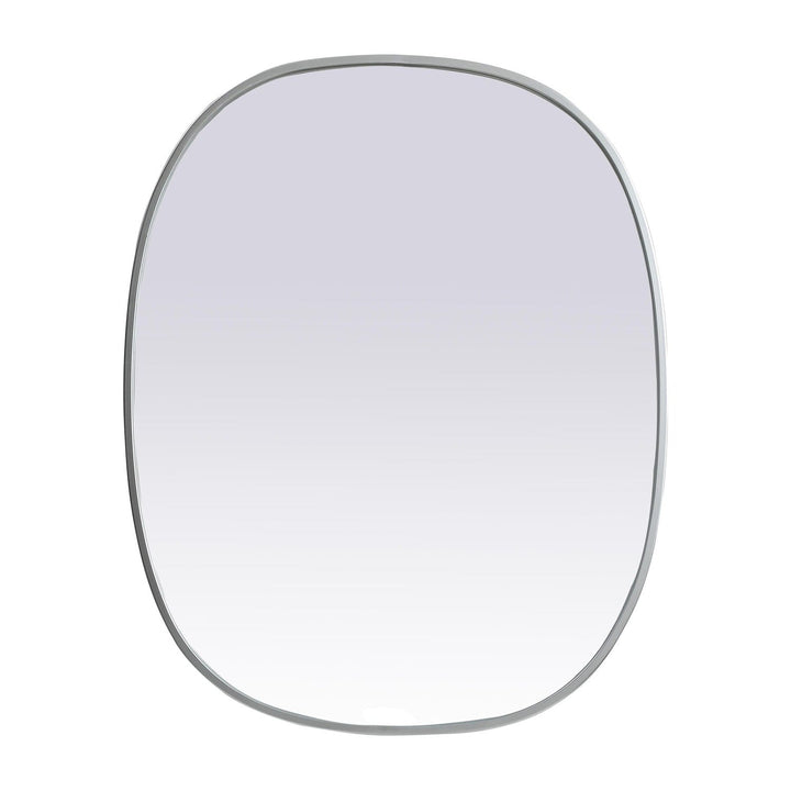 Metal Frame Oval Mirror in Silver by Elegant