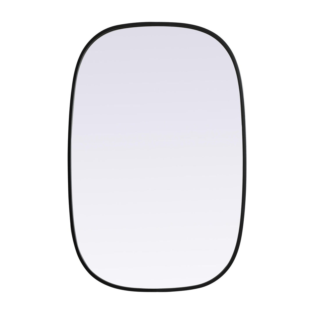 Metal Frame Oval Mirror in Black by Elegant