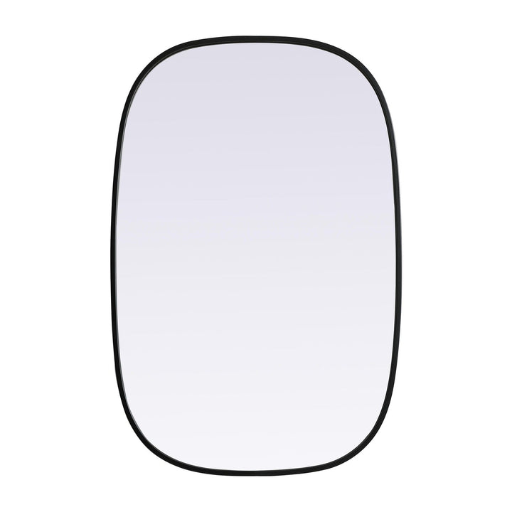 Metal Frame Oval Mirror in Black by Elegant