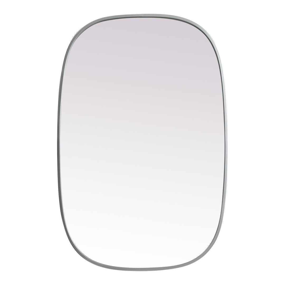 Metal Frame Oval Mirror in Silver by Elegant