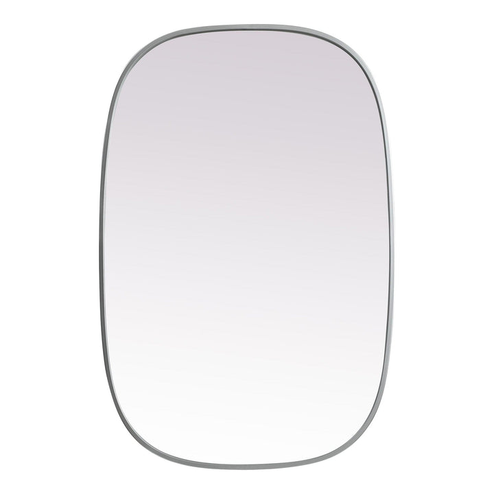 Metal Frame Oval Mirror in Silver by Elegant