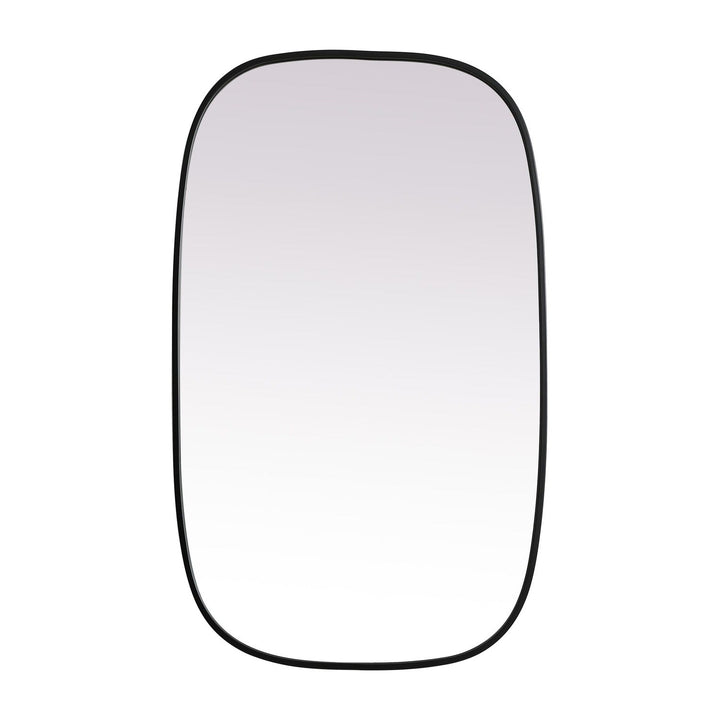 Metal Frame Oval Mirror in Black by Elegant
