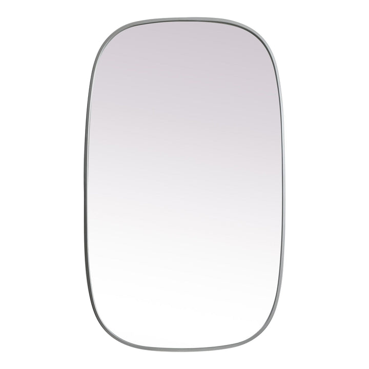 Metal Frame Oval Mirror in Silver by Elegant