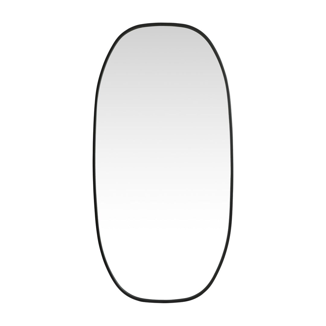 Metal Frame Oval Mirror in Black by Elegant