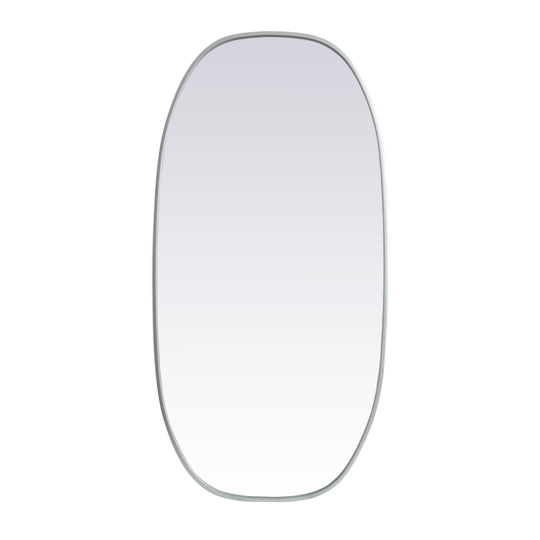 Metal Frame Oval Mirror in Silver by Elegant