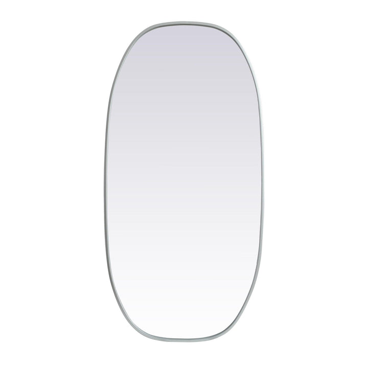 Metal Frame Oval Mirror in Silver by Elegant