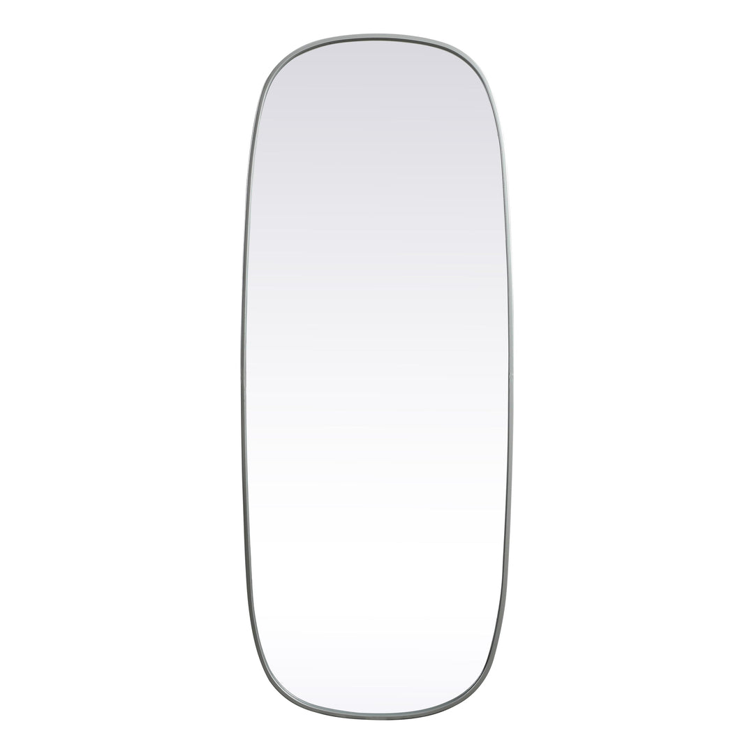 Metal Frame Oval Mirror in Silver by Elegant