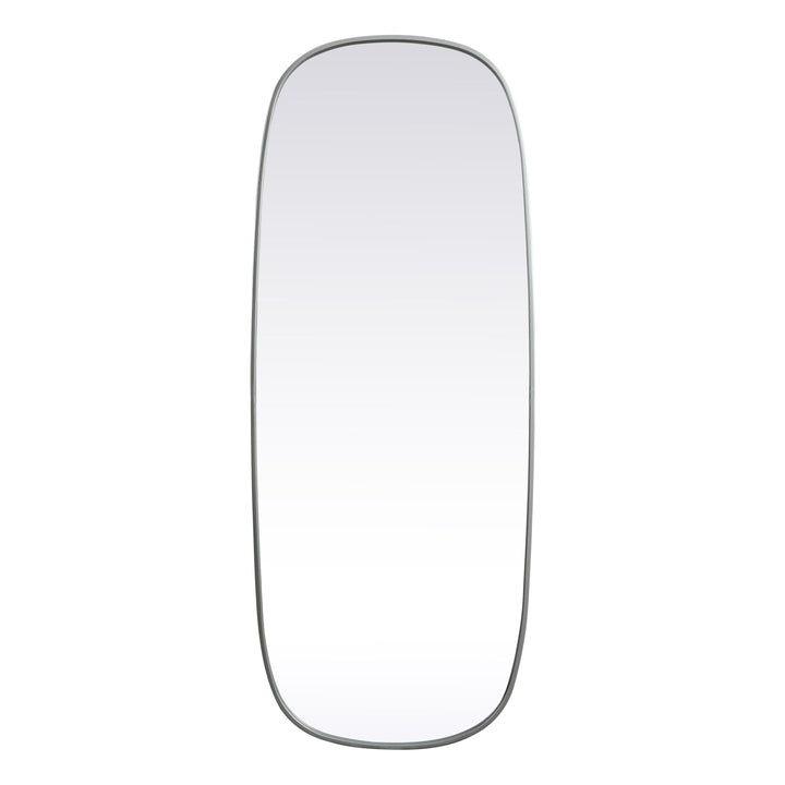 Metal Frame Oval Mirror in Silver by Elegant