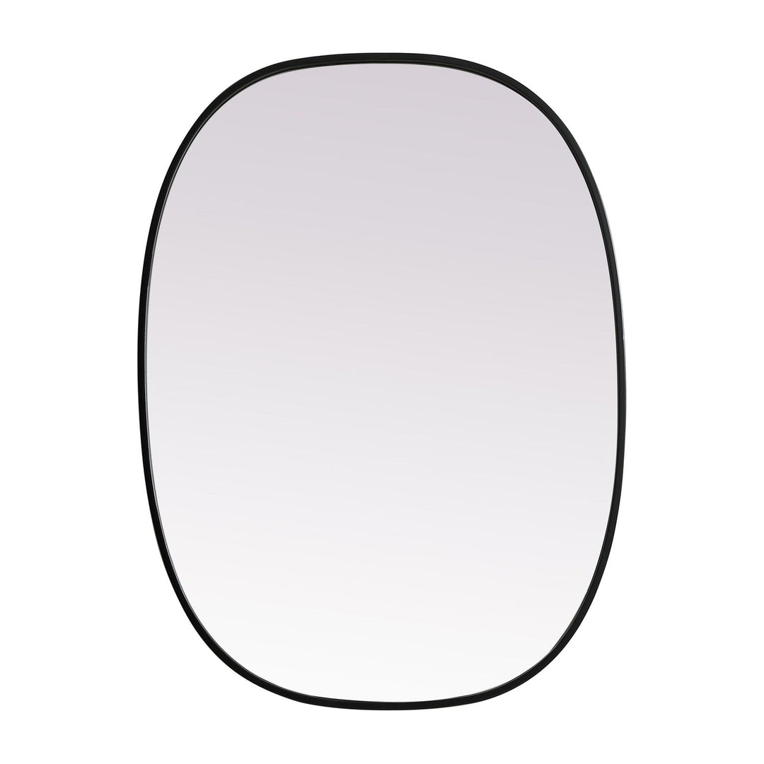 Metal Frame Oval Mirror in Black by Elegant