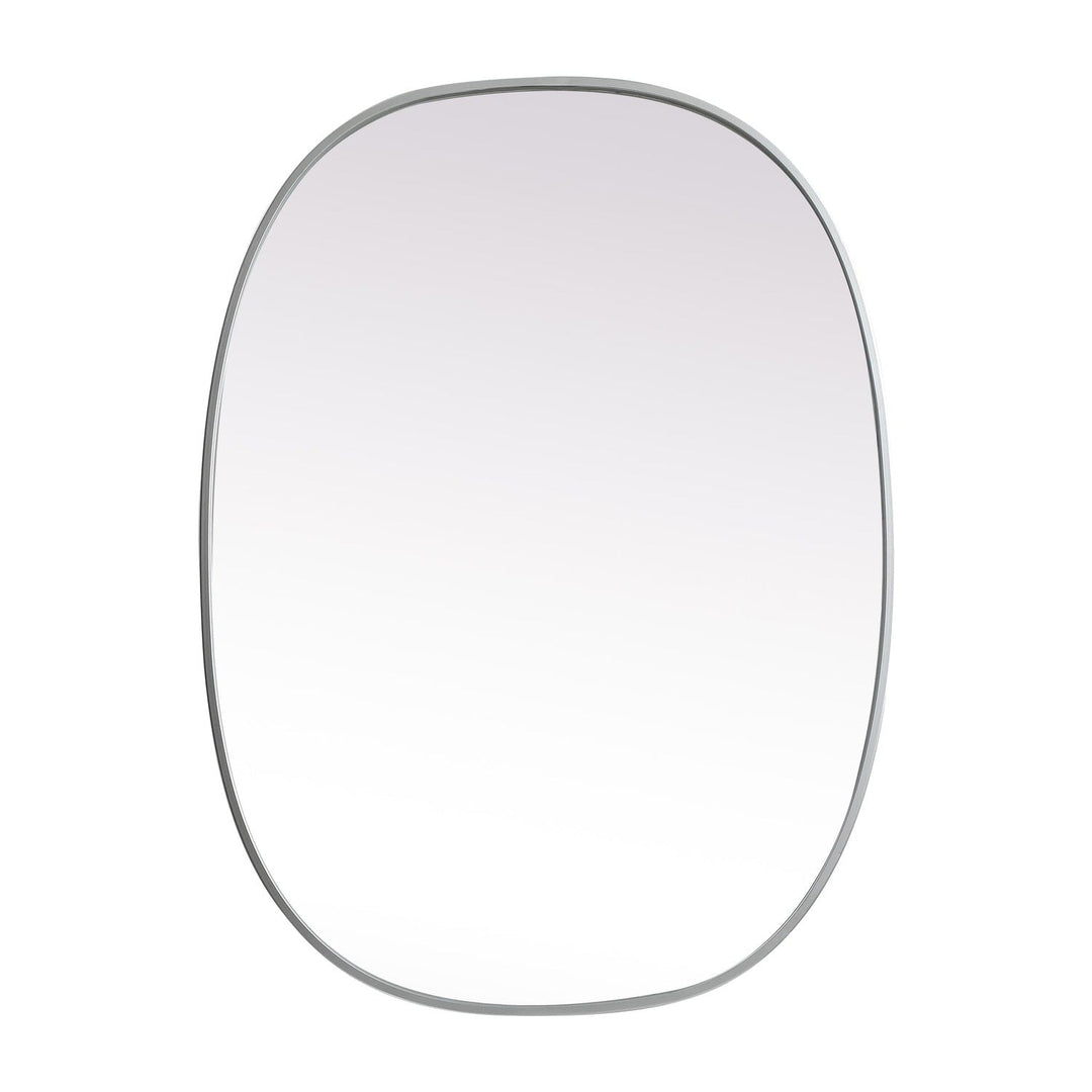Metal Frame Oval Mirror in Silver by Elegant