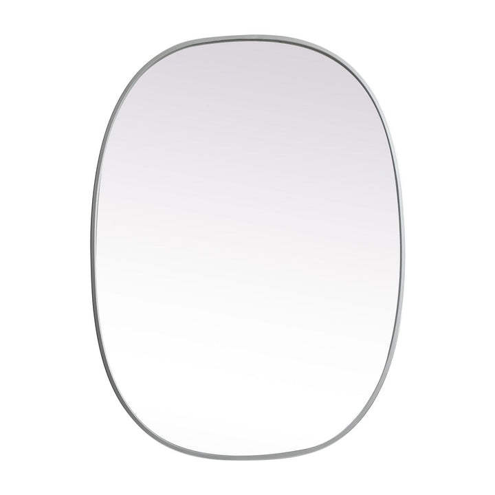 Metal Frame Oval Mirror in Silver by Elegant
