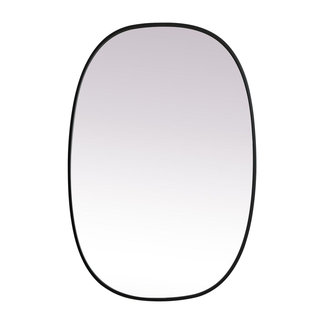 Metal Frame Oval Mirror in Black by Elegant