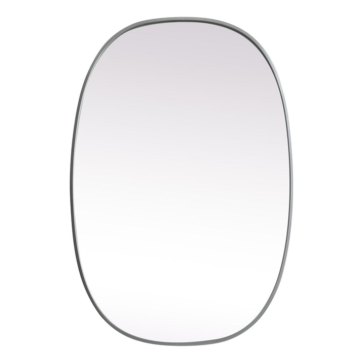 Metal Frame Oval Mirror in Silver by Elegant