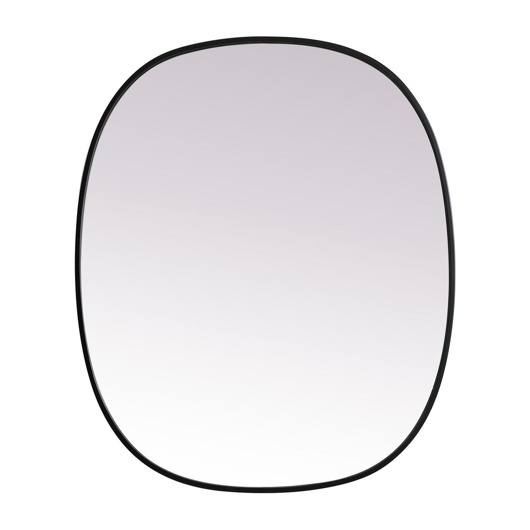 Metal Frame Oval Mirror in Black by Elegant