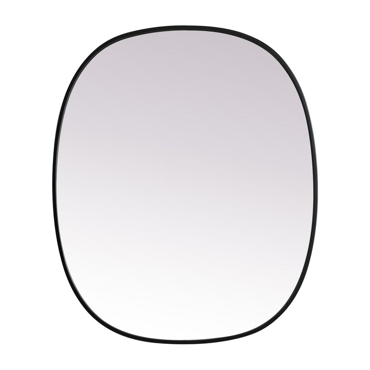 Metal Frame Oval Mirror in Black by Elegant