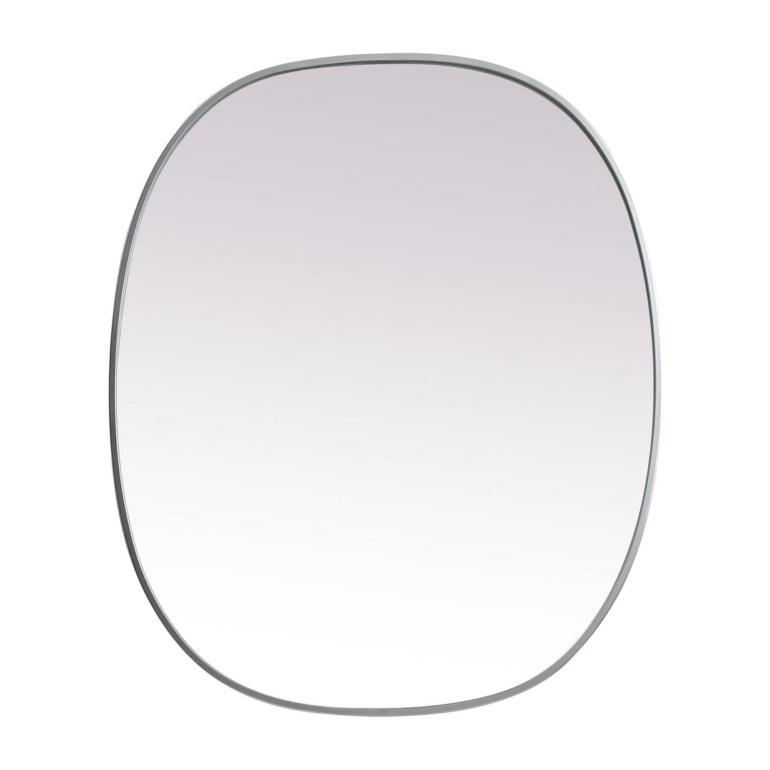 Metal Frame Oval Mirror in Silver by Elegant