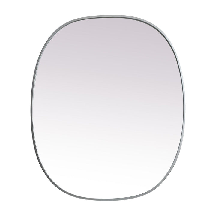 Metal Frame Oval Mirror in Silver by Elegant