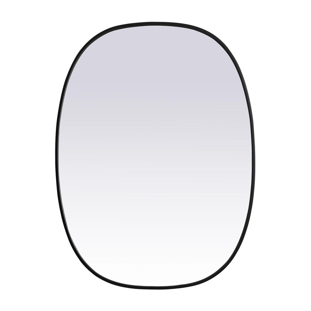Metal Frame Oval Mirror in Black by Elegant