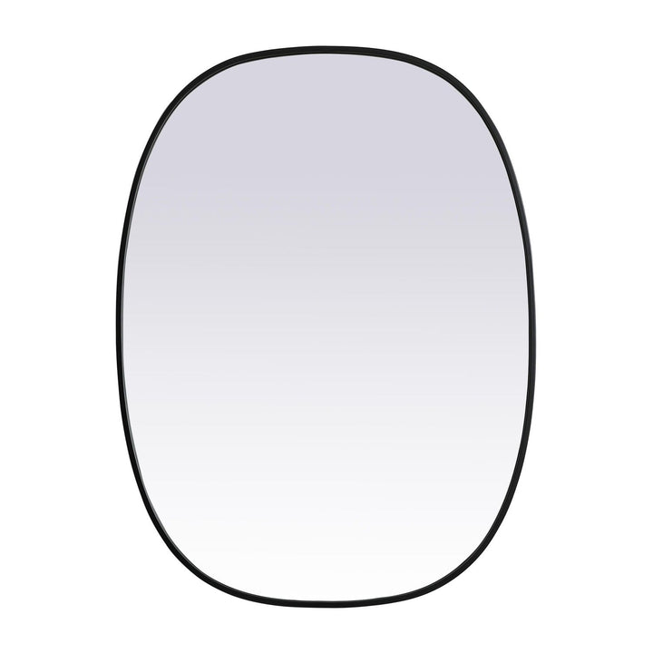 Metal Frame Oval Mirror in Black by Elegant