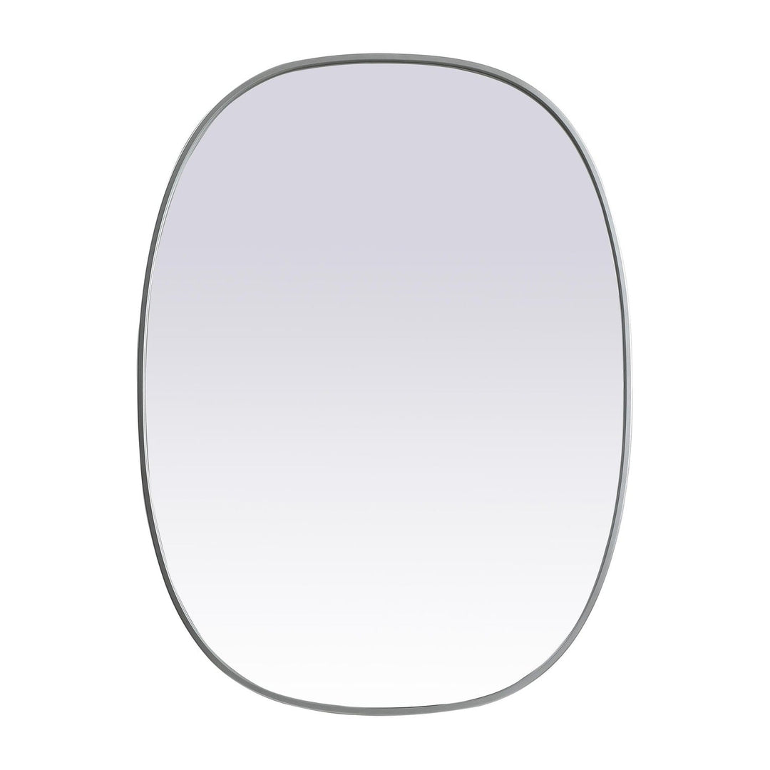 Metal Frame Oval Mirror in Silver by Elegant