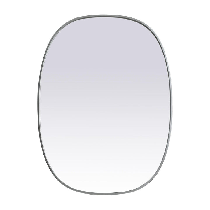 Metal Frame Oval Mirror in Silver by Elegant