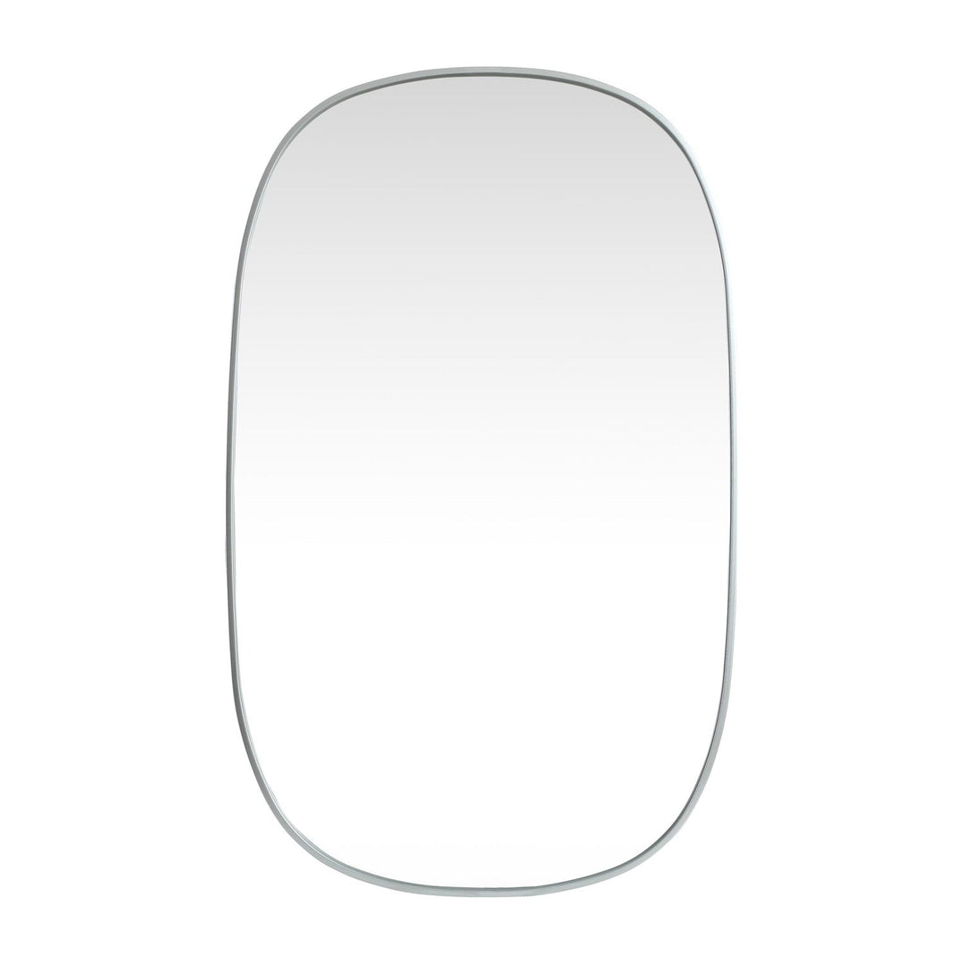 Metal Frame Oval Mirror in Silver by Elegant