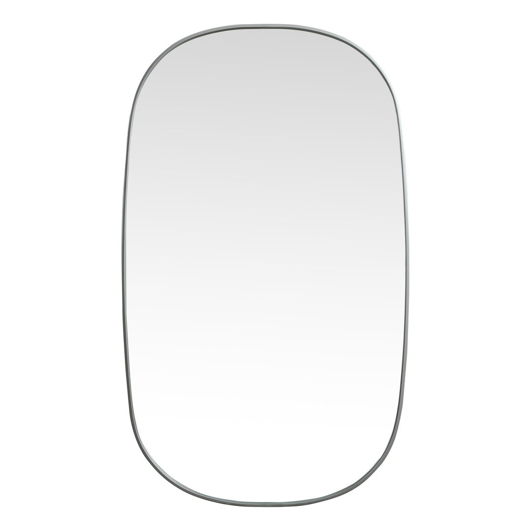 Metal Frame Oval Mirror in Silver by Elegant