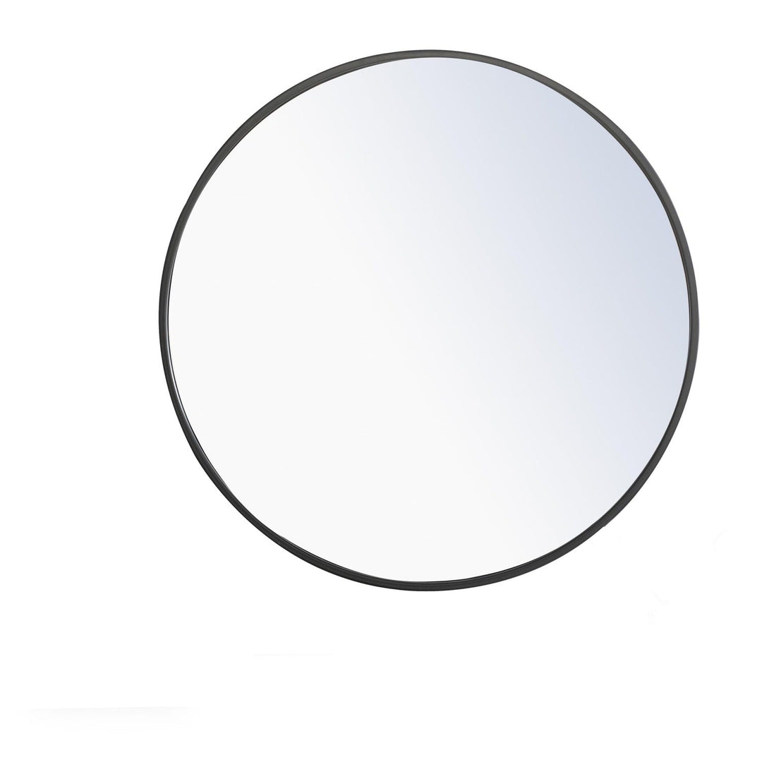 Metal Frame Round Mirror II in Black by Elegant