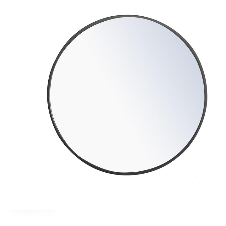 Metal Frame Round Mirror II in Black by Elegant