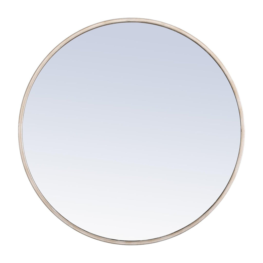 Metal Frame Round Mirror II in Silver by Elegant