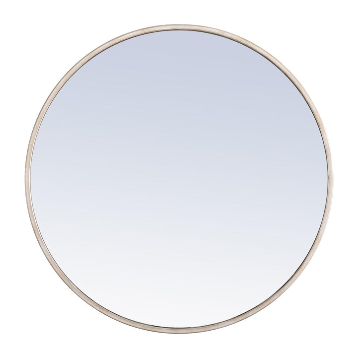 Metal Frame Round Mirror II in Silver by Elegant