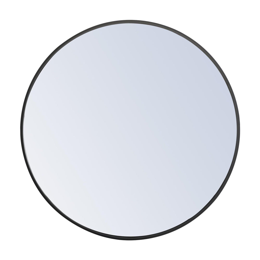 Metal Frame Round Mirror II in Black by Elegant