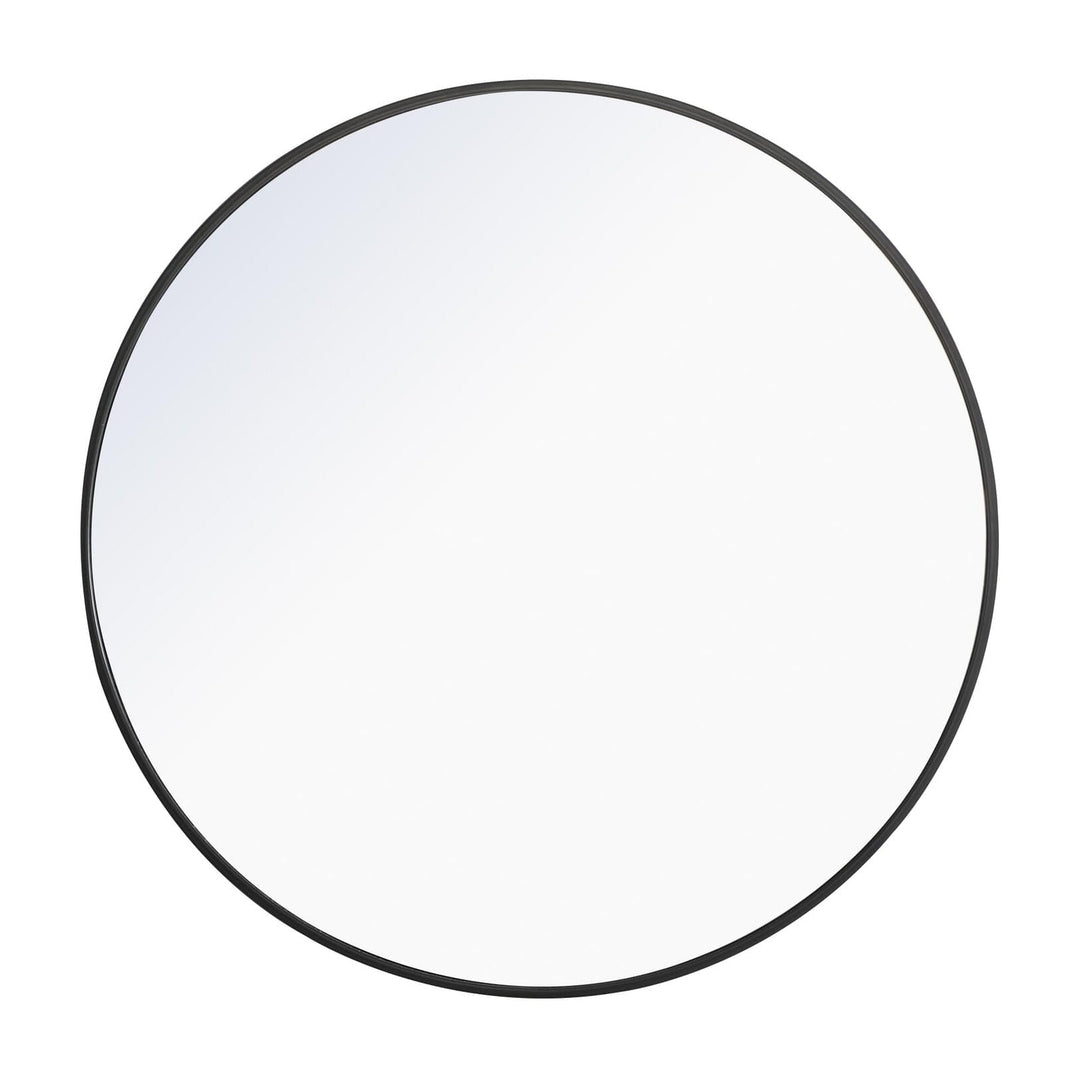 Metal Frame Round Mirror II in Black by Elegant