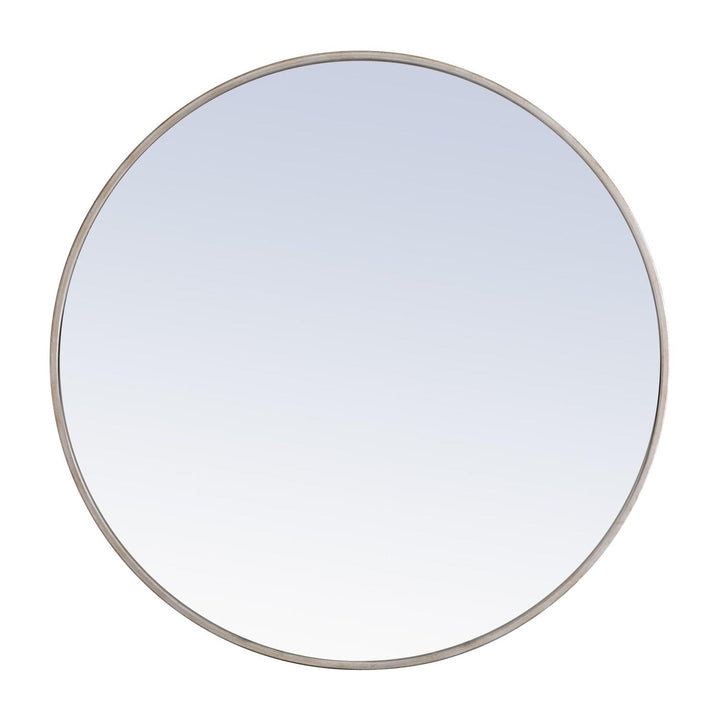 Metal Frame Round Mirror II in Silver by Elegant